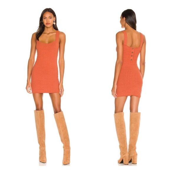 NWT Free People Beach Short N Sweet Knit Mini Dress in Ambered Coral L - Picture 9 of 10